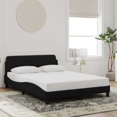 Estructura de cama sin colchón terciopelo negro 140x200 cm