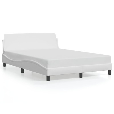 Estructura de cama sin colchón cuero sintético blanco 140x200cm