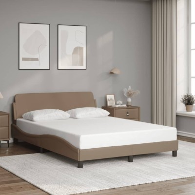 Estructura cama sin colchón cuero sintético capuchino 140x200cm