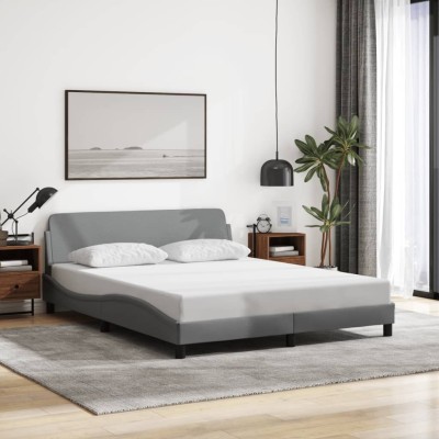 Cama sin colchón tela gris claro 160x200 cm