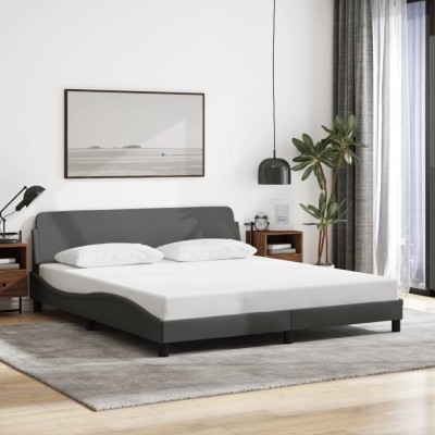 Cama sin colchón de tela gris oscuro 160x200 cm