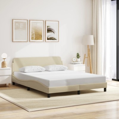 Cama sin colchón tela color crema 160x200 cm