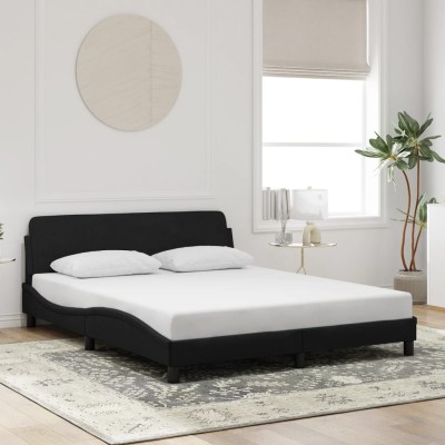 Estructura de cama sin colchón terciopelo negro 160x200 cm