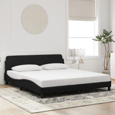 Estructura de cama sin colchón terciopelo negro 180x200 cm