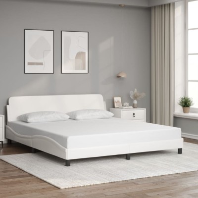 Estructura de cama sin colchón cuero sintético blanco 180x200cm