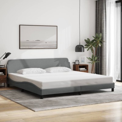 Cama sin colchón tela gris claro 200x200 cm