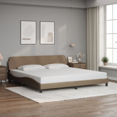 Estructura cama sin colchón cuero sintético capuchino 200x200cm