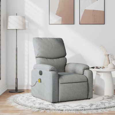 Sillón reclinable de masaje de tela gris claro