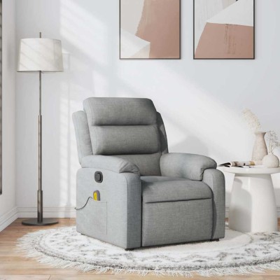 Sillón reclinable de masaje de tela gris claro