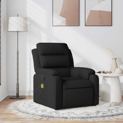 Sillón reclinable de masaje de tela negro