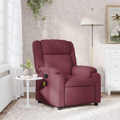 Sillón de masaje reclinable de tela color vino tinto