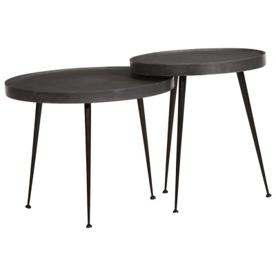 Mesa de centro 2 uds madera contrachapada negra