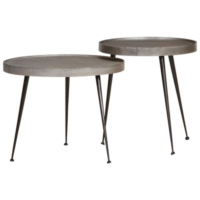 Mesa de centro 2 uds madera contrachapada plateada