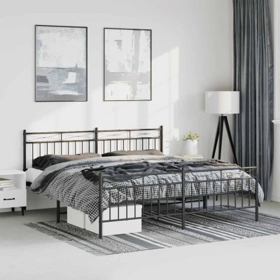 Estructura cama sin colchón con estribo metal negro 193x203 cm