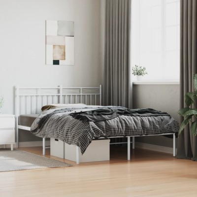 Estructura cama sin colchón con cabecero metal blanco 140x200cm