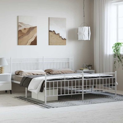 Estructura cama sin colchón con estribo metal blanco 193x203 cm