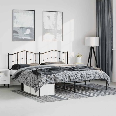 Estructura cama sin colchón con cabecero metal negro 193x203 cm