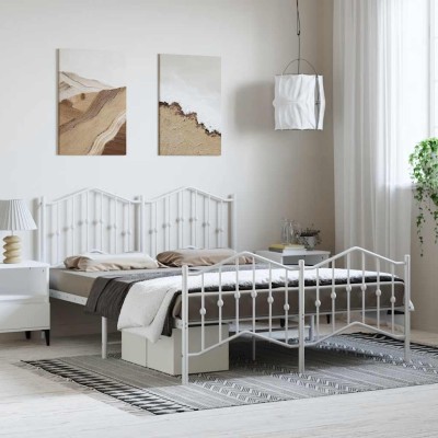 Estructura cama sin colchón con estribo metal blanco 135x190 cm
