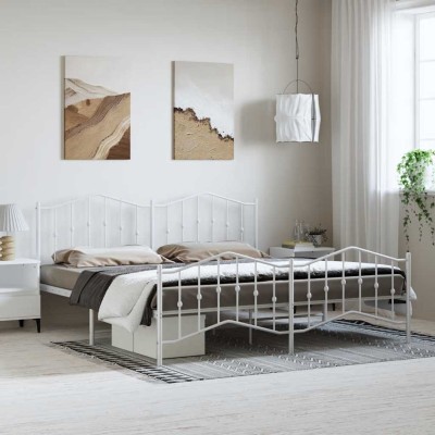 Estructura cama sin colchón con estribo metal blanco 183x213 cm