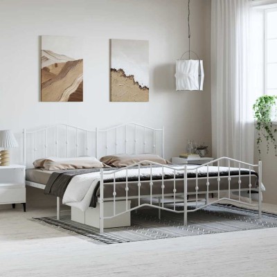 Estructura cama sin colchón con estribo metal blanco 193x203 cm