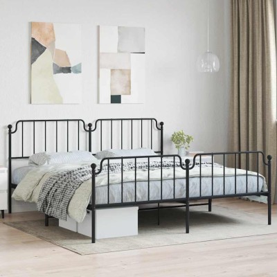 Estructura cama sin colchón con estribo metal negro 193x203 cm