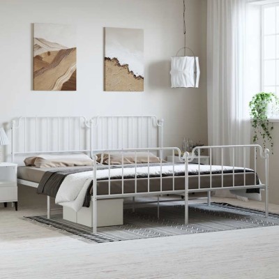 Estructura cama sin colchón con estribo metal blanco 193x203 cm