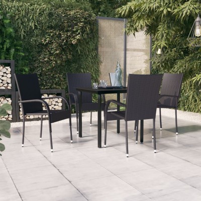 Juego de comedor de jardín 5 piezas negro