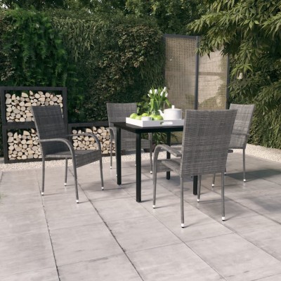 Juego de comedor de jardín 5 piezas gris y negro