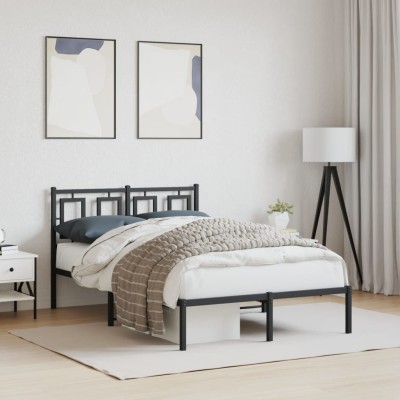 Estructura cama sin colchón con cabecero metal negro 120x190 cm