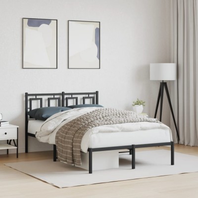 Estructura cama sin colchón con cabecero metal negro 120x200 cm