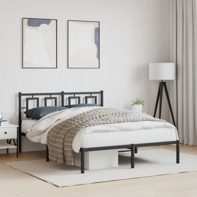 Estructura cama sin colchón con cabecero metal negro 135x190 cm