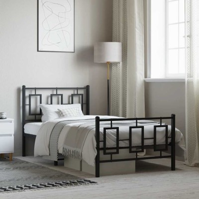Estructura cama sin colchón con estribo metal negro 90x200 cm