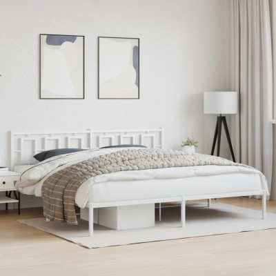 Estructura cama sin colchón con cabecero metal blanco 193x203cm