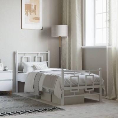 Estructura cama sin colchón con estribo metal blanco 75x190 cm