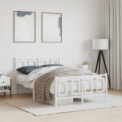 Estructura cama sin colchón con estribo metal blanco 120x190 cm
