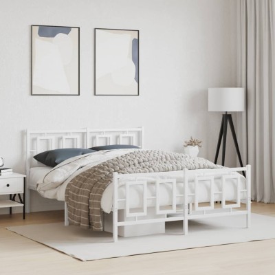 Estructura cama sin colchón con estribo metal blanco 135x190 cm