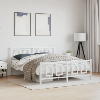Estructura cama sin colchón con estribo metal blanco 150x200 cm