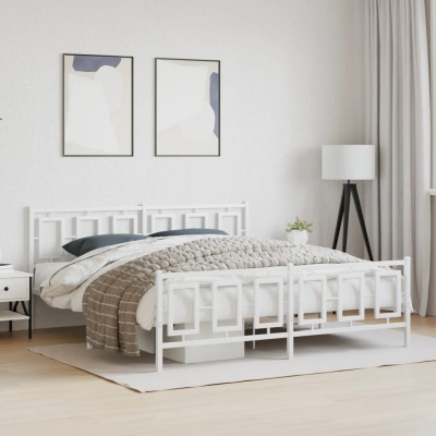 Estructura cama sin colchón con estribo metal blanco 183x213 cm