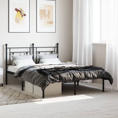 Estructura cama sin colchón con cabecero metal negro 140x200 cm