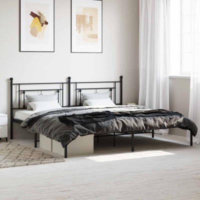 Estructura cama sin colchón con cabecero metal negro 193x203 cm