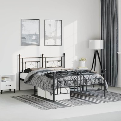 Estructura cama sin colchón con estribo metal negro 193x203 cm