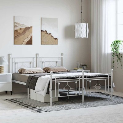 Estructura cama sin colchón con estribo metal blanco 193x203 cm