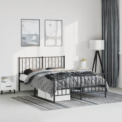 Estructura cama sin colchón con estribo metal negro 193x203 cm