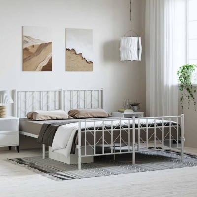Estructura cama sin colchón con estribo metal blanco 193x203 cm
