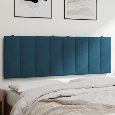 Cabecero de cama acolchado terciopelo azul 120 cm