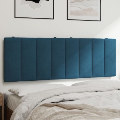 Cabecero de cama acolchado terciopelo azul 140 cm