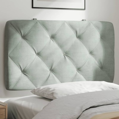 Cabecero de cama acolchado terciopelo gris claro 90 cm
