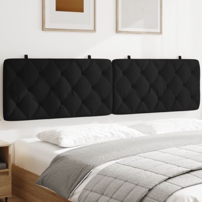 Cabecero de cama acolchado terciopelo negro 200 cm