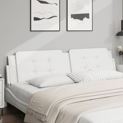 Cabecero de cama acolchado cuero sintético blanco 200 cm