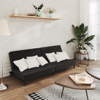Sofá cama de 2 plazas terciopelo negro